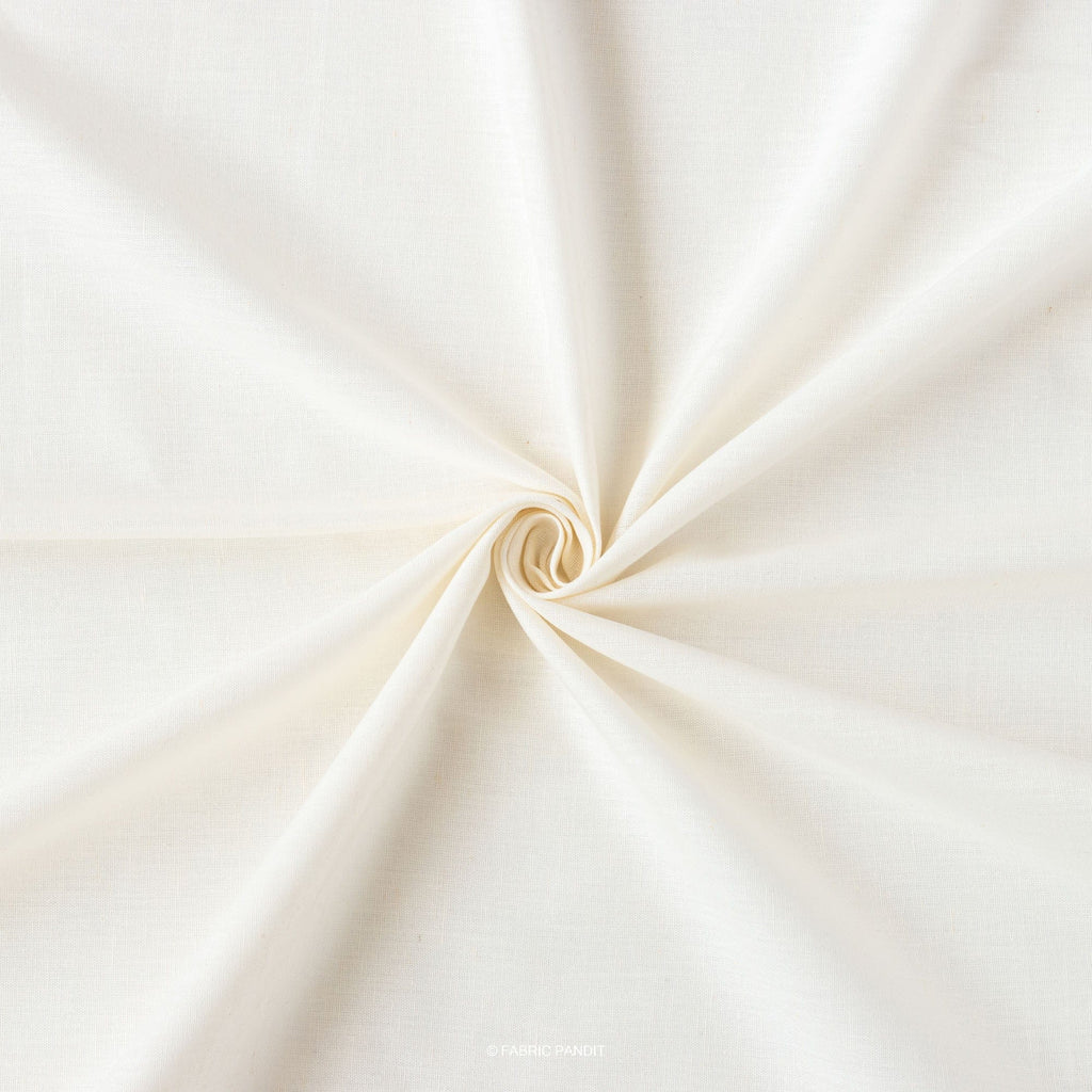 Fabric Pandit Cut Piece (CUT PIECE) Off-White Color Pure Cotton Linen Fabric (Width 42 Inches)