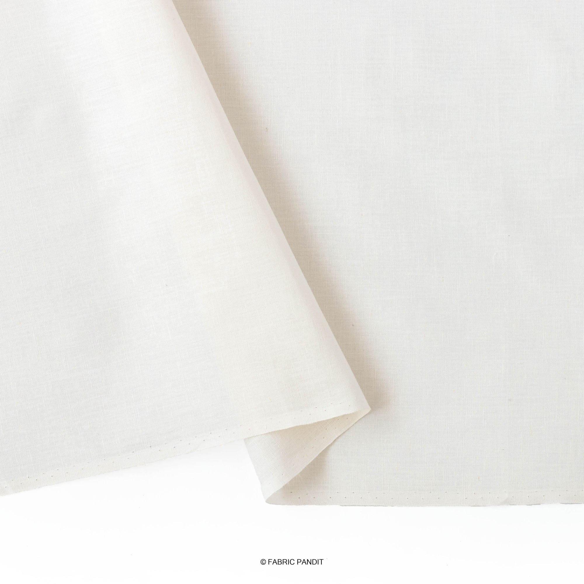 Fabric Pandit Cut Piece (CUT PIECE) Off-White Color Pure Cotton Linen Fabric (Width 42 Inches)