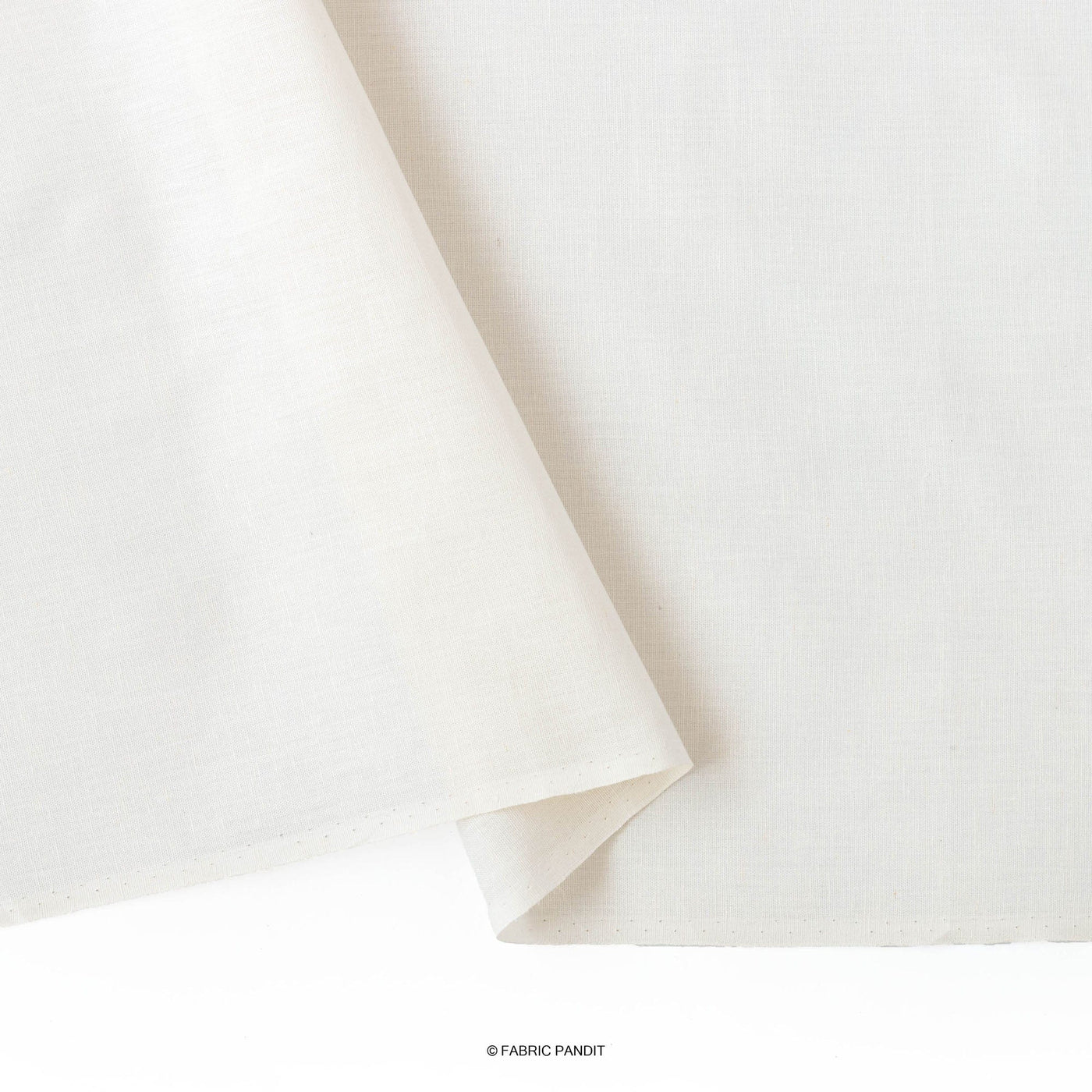 Fabric Pandit Cut Piece (CUT PIECE) Off-White Color Pure Cotton Linen Fabric (Width 58 Inches)