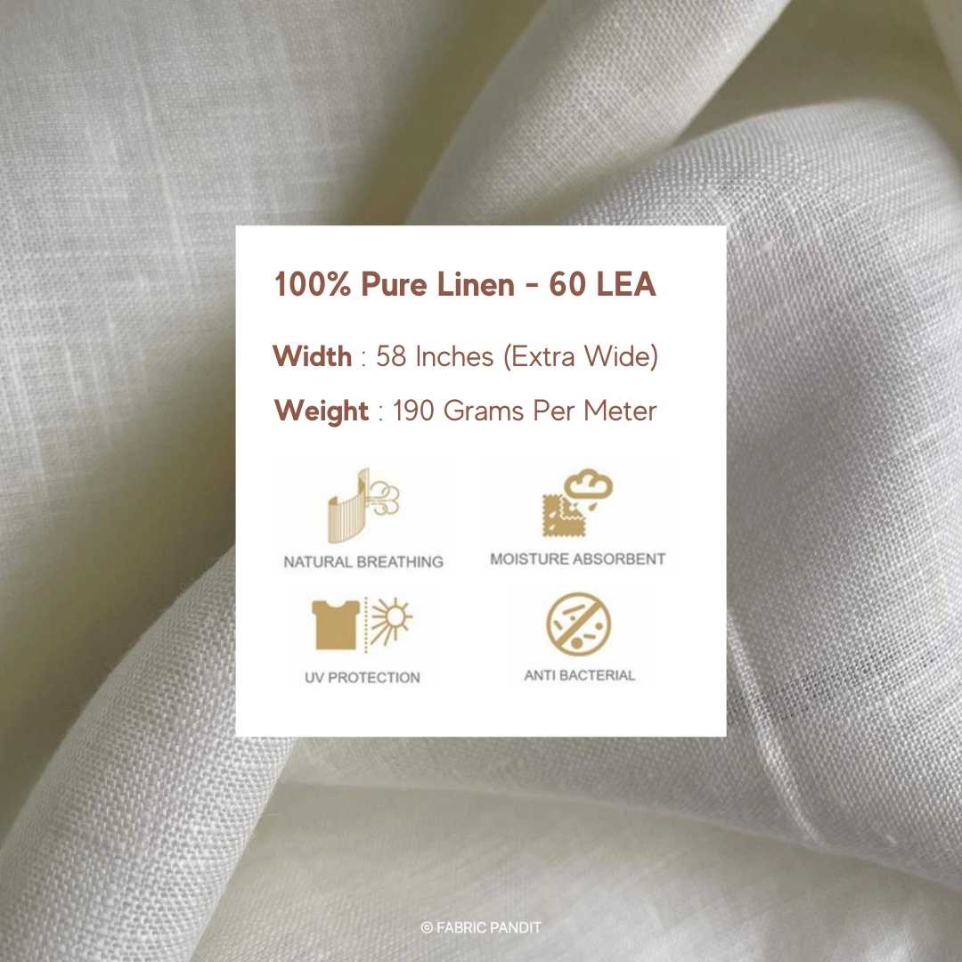 Fabric Pandit Cut Piece (CUT PIECE) OffWhite Plain Premium 60 Lea Pure Linen Fabric (Width 58 inch)