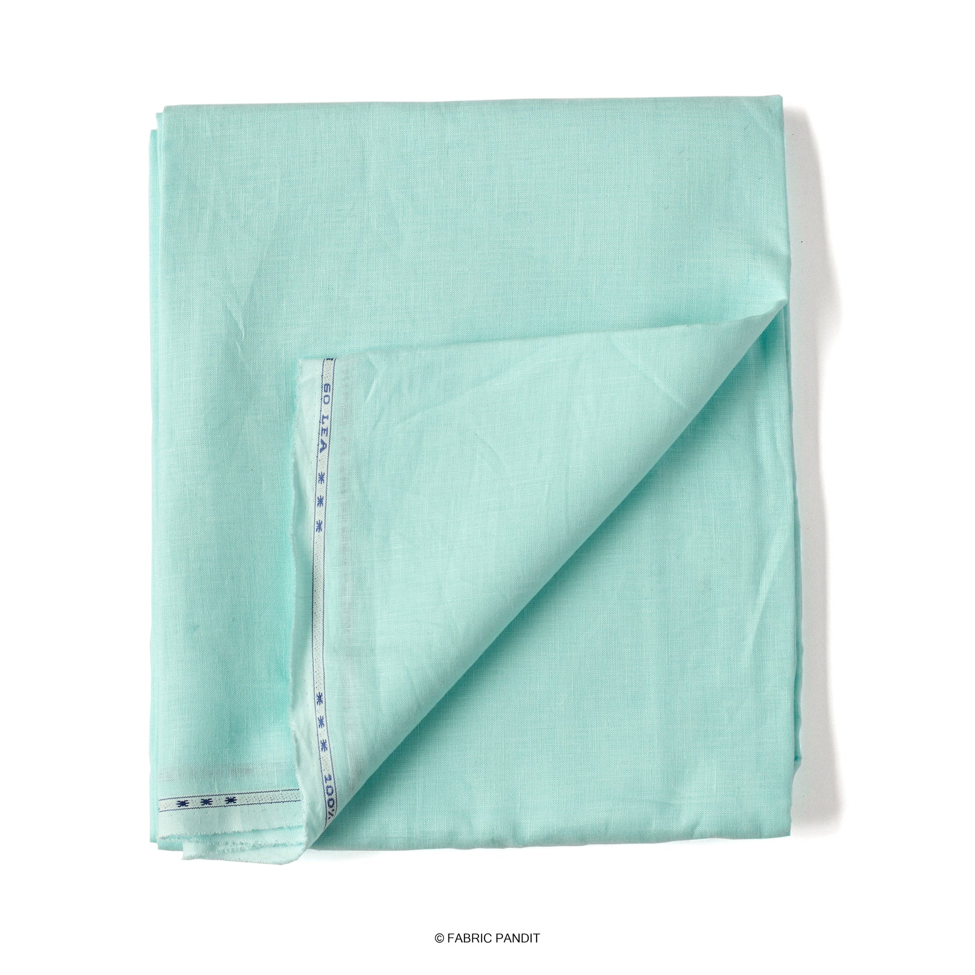 Fabric Pandit Cut Piece (CUT PIECE) Pale Turquoise Plain Premium 60 Lea Pure Linen Fabric (Width 58 inch)