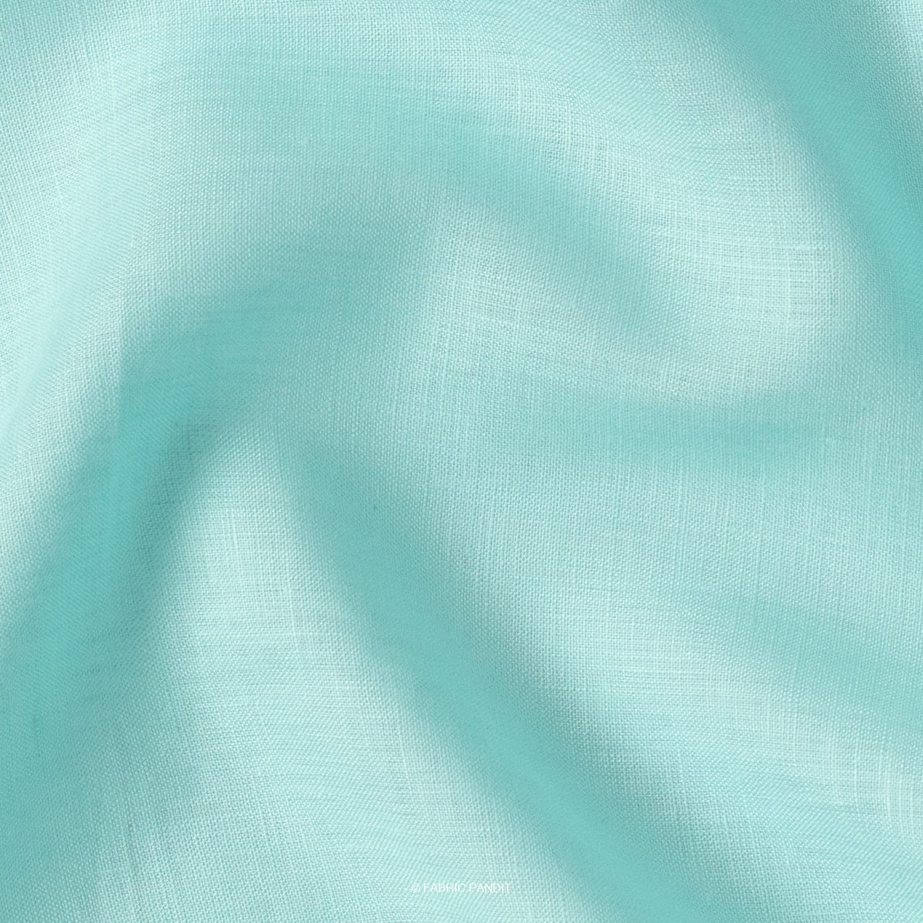 Fabric Pandit Cut Piece (CUT PIECE) Pale Turquoise Plain Premium 60 Lea Pure Linen Fabric (Width 58 inch)