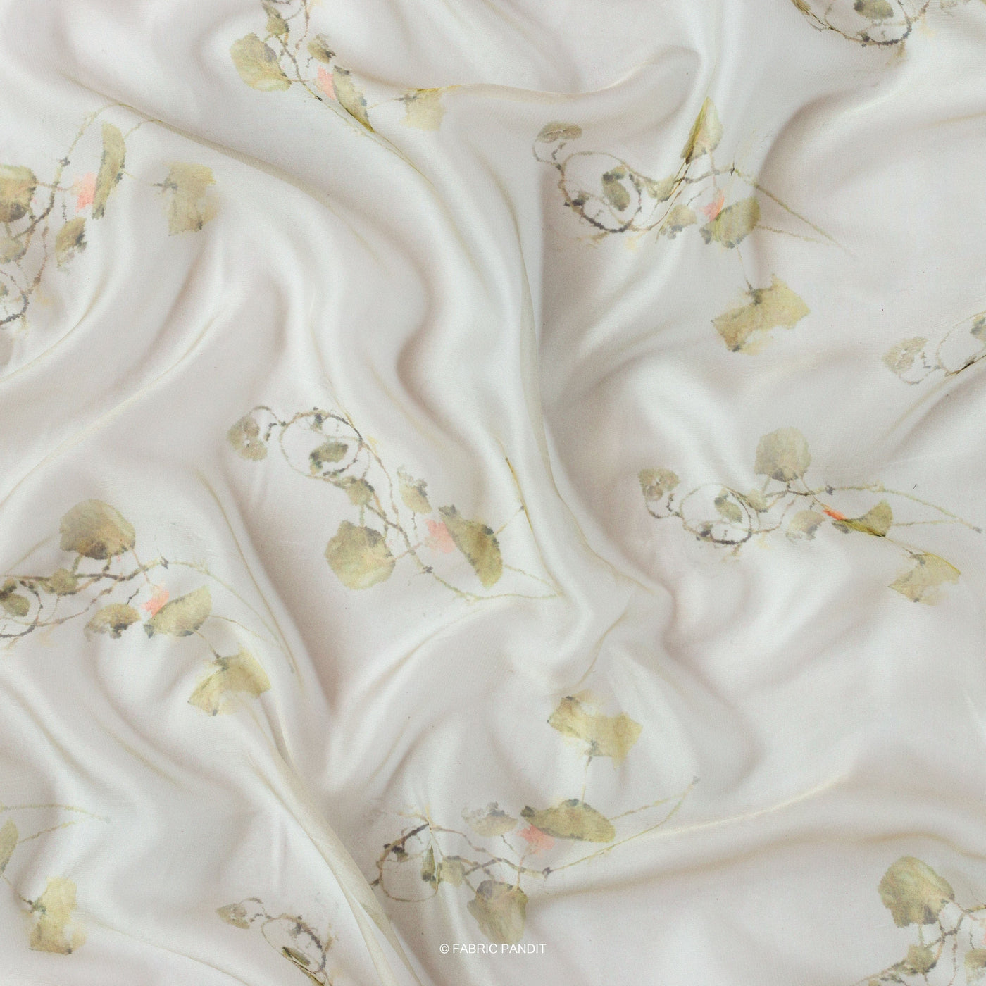 Fabric Pandit Cut Piece (CUT PIECE) Pastel Green Wild Flowers Digital Printed Taby silk Fabric (Width 44 Inches)