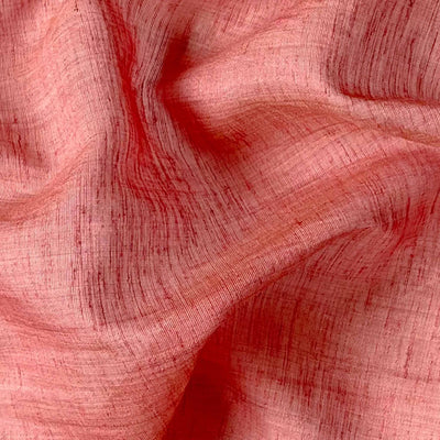 Fabric Pandit Cut Piece (Cut Piece) Salmon Rose Blended Silk Linen Fabric (Width 44 Inches)