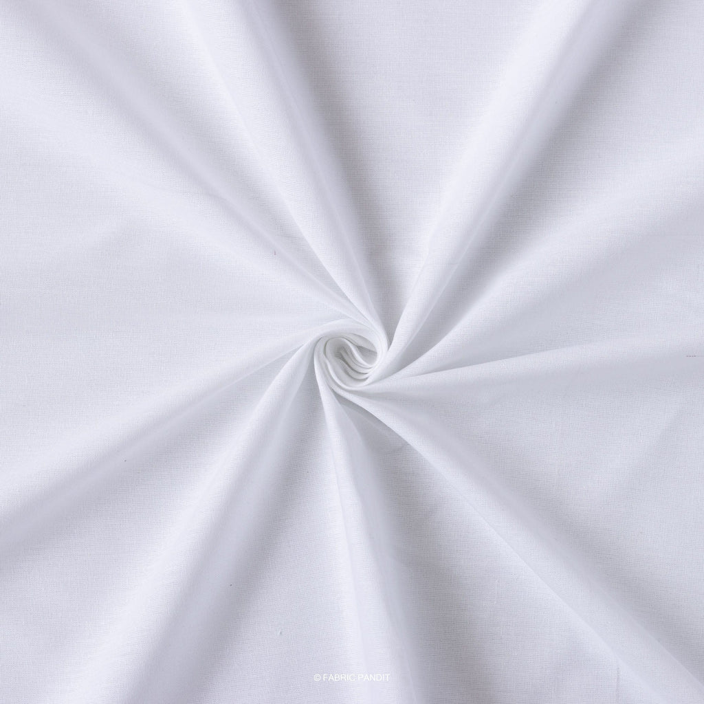 Fabric Pandit Cut Piece (CUT PIECE) Snow White Color Pure Cotton Linen Fabric (Width 42 Inches)