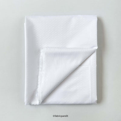 Fabric Pandit Cut Piece (CUT PIECE) White Abstract Geometric Checks Cotton Satin Dobby Luxury Fabric (Width 58 Inches)