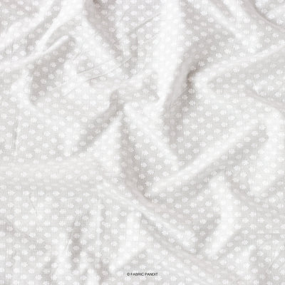 Fabric Pandit Cut Piece (CUT PIECE) White Dyeable Geometric Floral Choti Butti Khadi Print Pure Mul Cotton Fabric (Width 43 Inches)