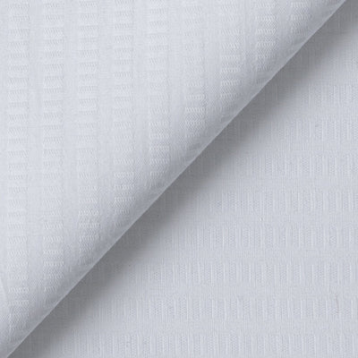 Fabric Pandit Cut Piece (CUT PIECE) White Stripes Pattern Cotton Satin Dobby Luxury Men's Shirt Fabric (Width 58 inch)