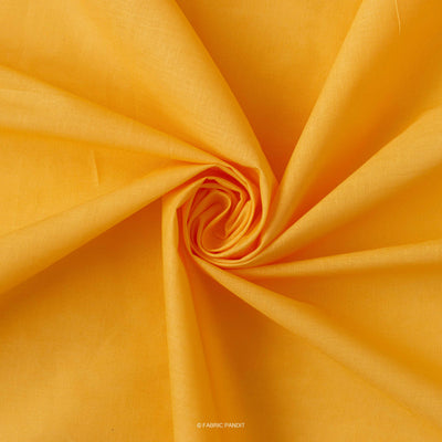 Fabric Pandit Fabric Amber Yellow Color Pure Cotton Cambric Fabric (Width 42 Inches)