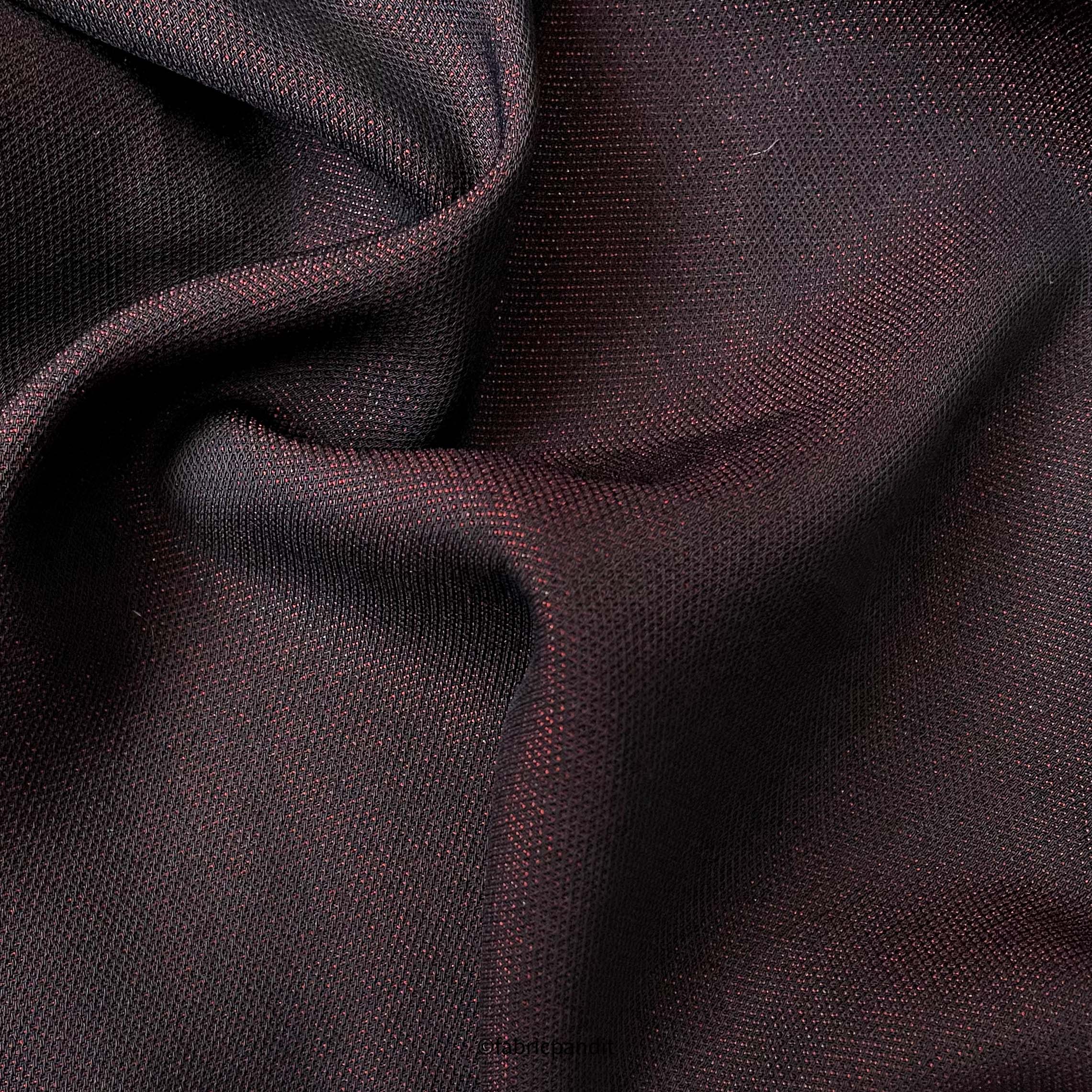 Fabric Pandit Fabric Black & Red Textured Premium Suiting Fabric (Width 58 Inches)