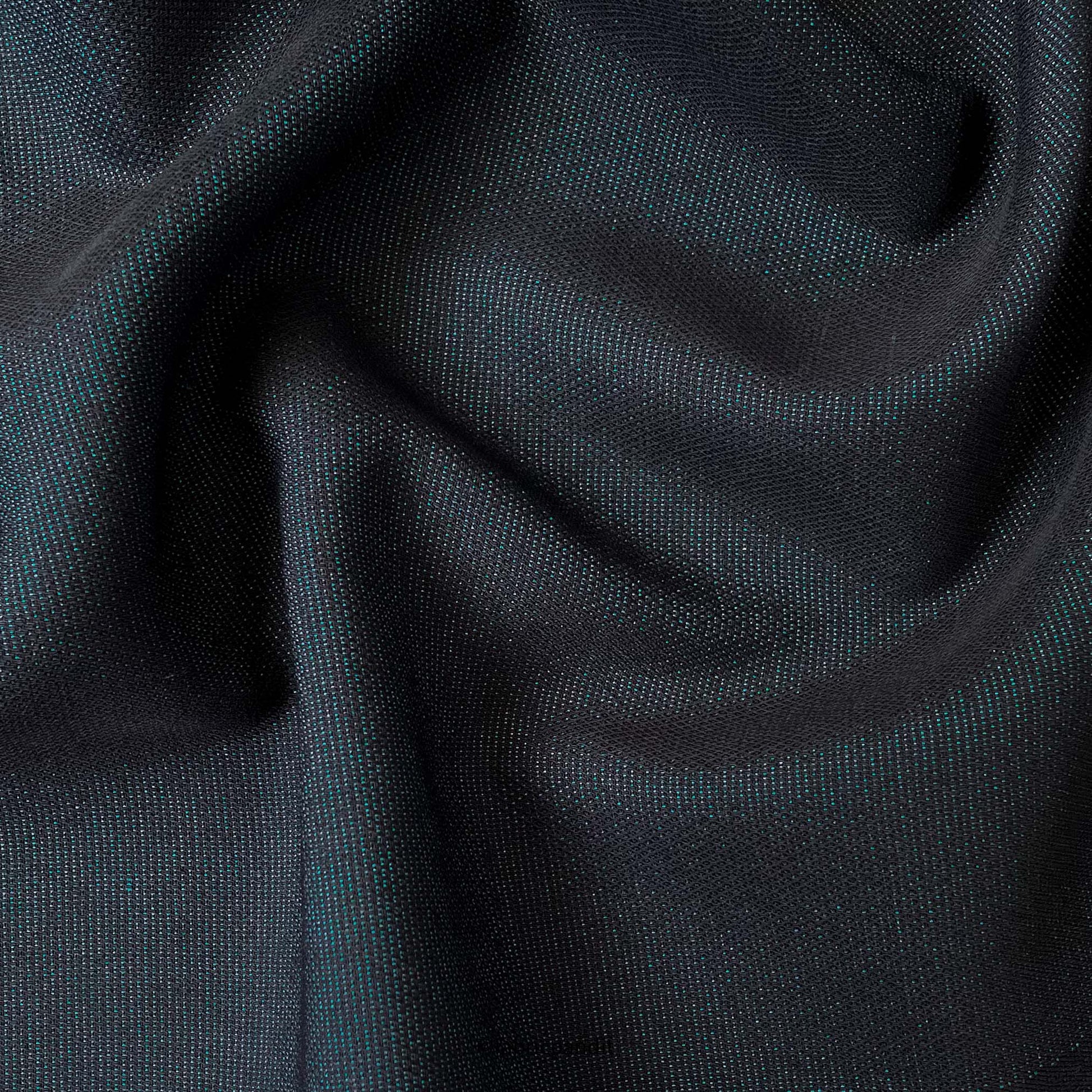 Fabric Pandit Fabric Black & Turquoise Textured Premium Suiting Fabric (Width 58 Inches)