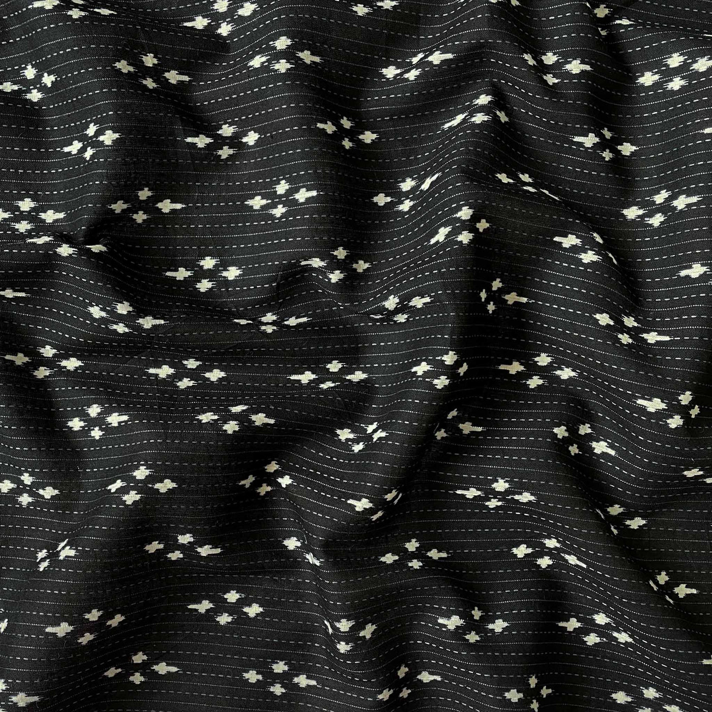 Fabric Pandit Fabric Black & White Abstract Pattern Screen Printed Kantha Pure Cotton Fabric (Width 42 Inches)