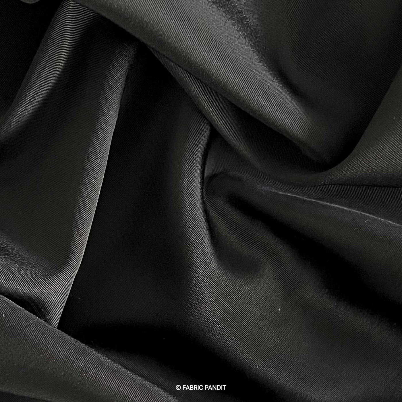 Fabric Pandit Fabric Bold Black Color Premium French Crepe Fabric (Width 44 inches)