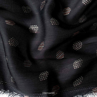 Fabric Pandit Fabric Bold Black Geometric Texture Digital Printed Pure Munga Satin Fabric (Width 44 Inches)