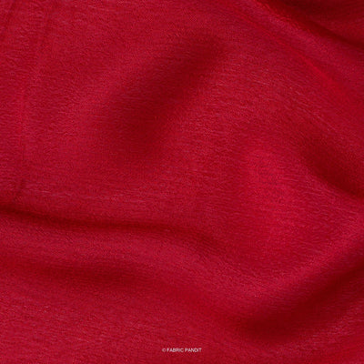 Fabric Pandit Fabric Bright Maroon Plain Pure Viscose Chinnon Chiffon Fabric (Width 45 Inches)