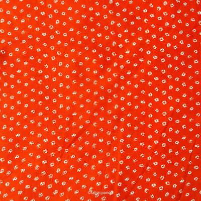 Fabric Pandit Fabric Bright Orange Bandhani Pattern Hand Block Printed Pure Cotton Fabric (Width 43 inches)