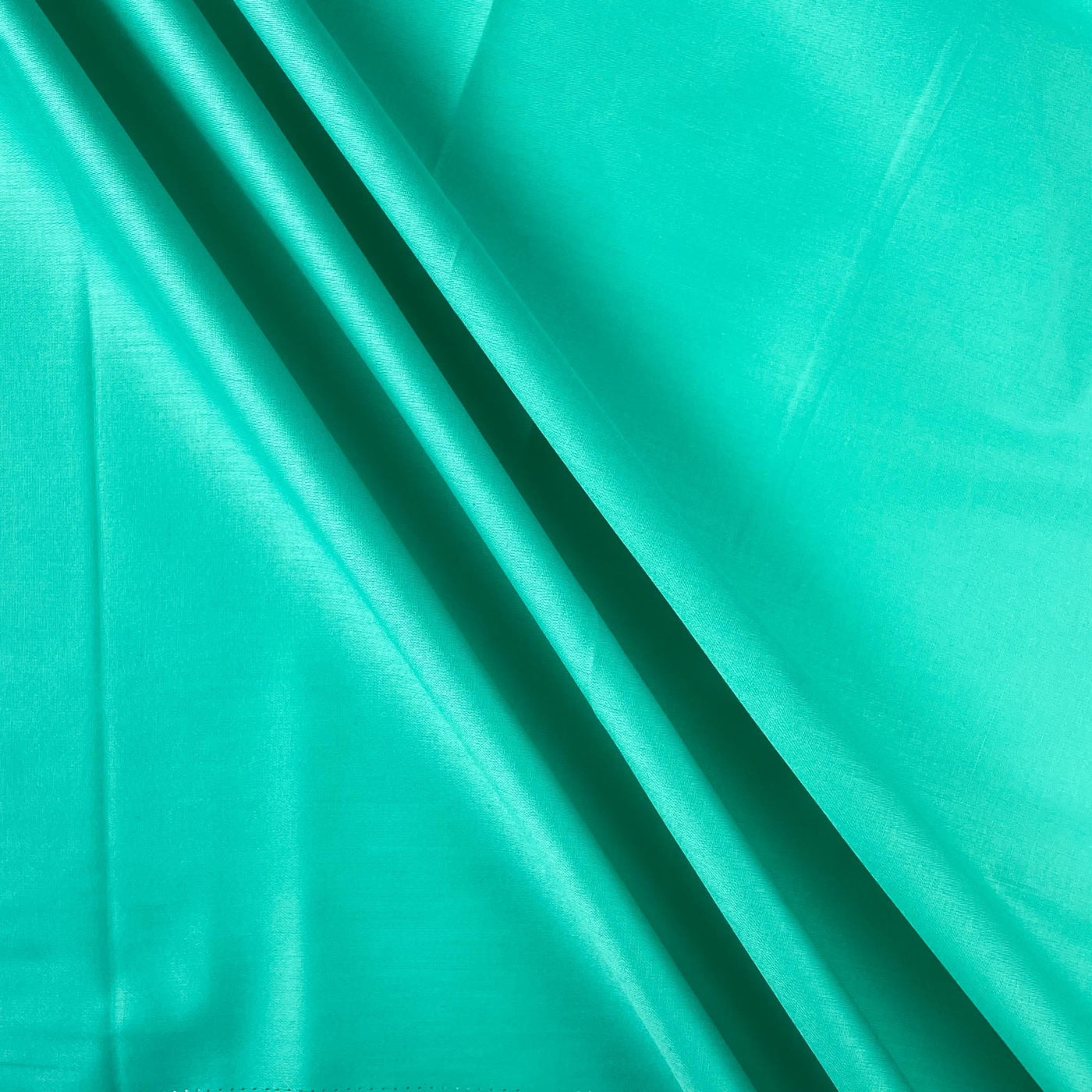Fabric Pandit Fabric Bright Turquoise Plain Cotton Satin Fabric (Width 42 Inches)