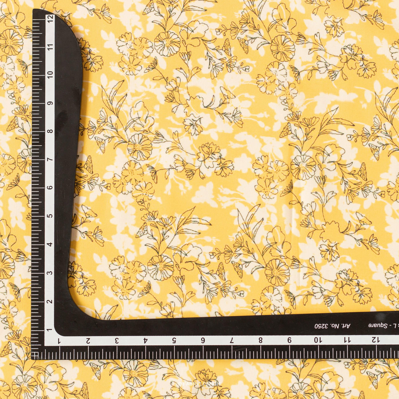 Fabric Pandit Fabric Bright Yellow All Over Floral Vines Digital Printed Poly Blend Cambric Fabric (Width 43 Inches)