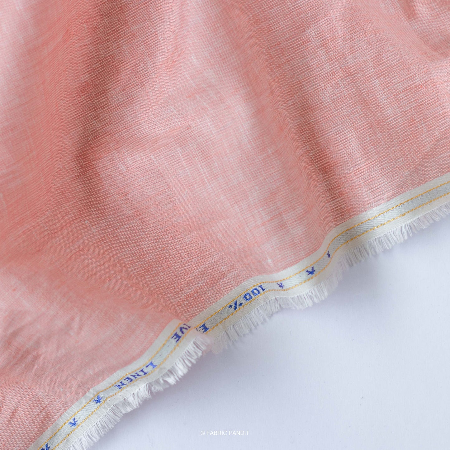 Fabric Pandit Fabric Candlelight Peach Color Plain Yarn Dyed 60 Lea Pure Linen Fabric (58 Inches)