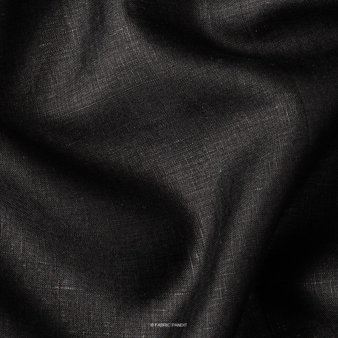 Fabric Pandit Fabric Carbon Black Plain Premium 60 Lea Pure Linen Fabric (Width 58 inch)