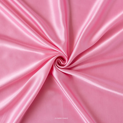 Fabric Pandit Fabric Carnation Pink Plain Modal Satin Fabric (Width 44 Inches)