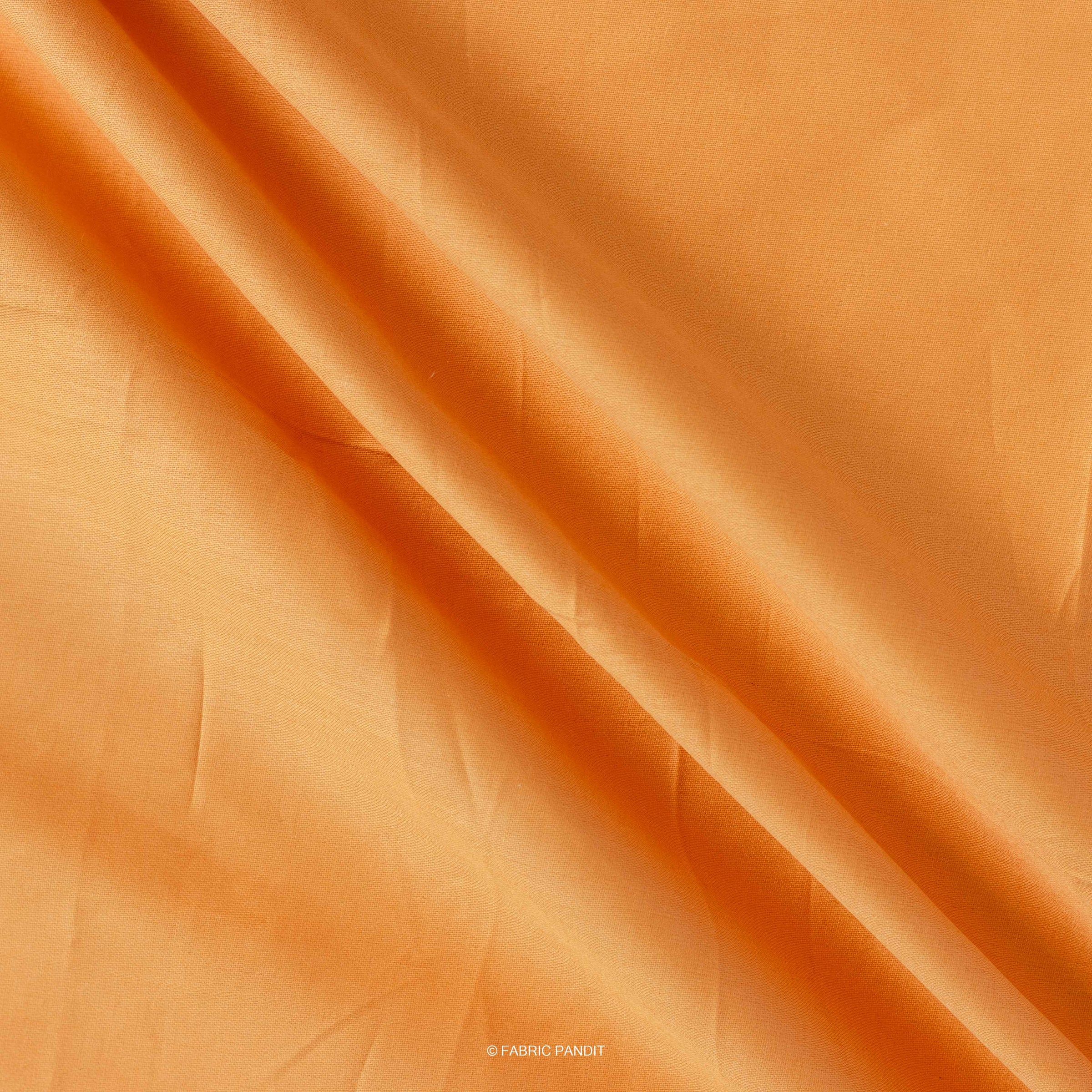 Fabric Pandit Fabric Carrot Orange Color Plain Cotton Satin Fabric (Width 42 Inches)