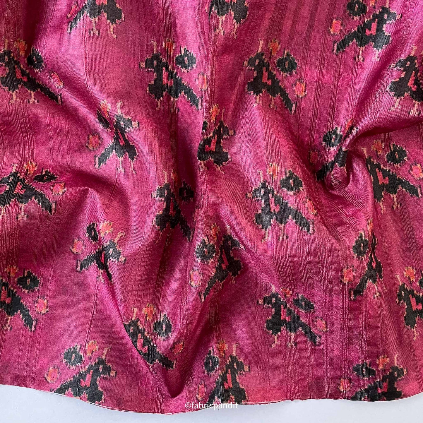 Fabric Pandit Fabric Classic Magenta Abstract Parrot Digital Printed Tussar Silk Fabric (Width 44 Inches)