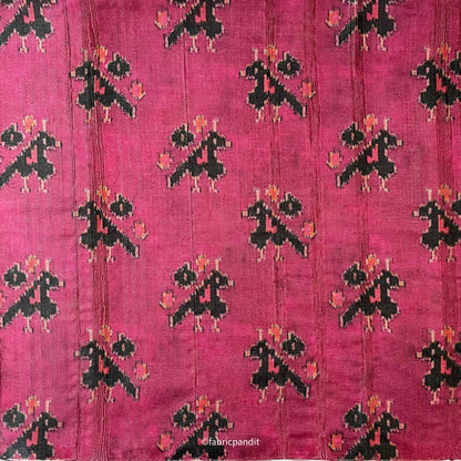 Fabric Pandit Fabric Classic Magenta Abstract Parrot Digital Printed Tussar Silk Fabric (Width 44 Inches)