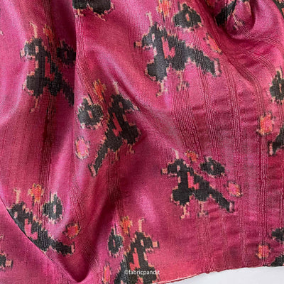 Fabric Pandit Fabric Classic Magenta Abstract Parrot Digital Printed Tussar Silk Fabric (Width 44 Inches)
