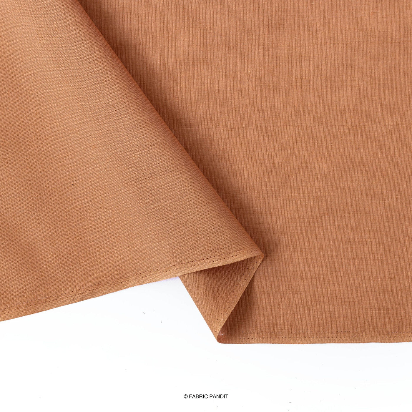 Fabric Pandit Fabric Copper Brown Color Pure Cotton Linen Fabric