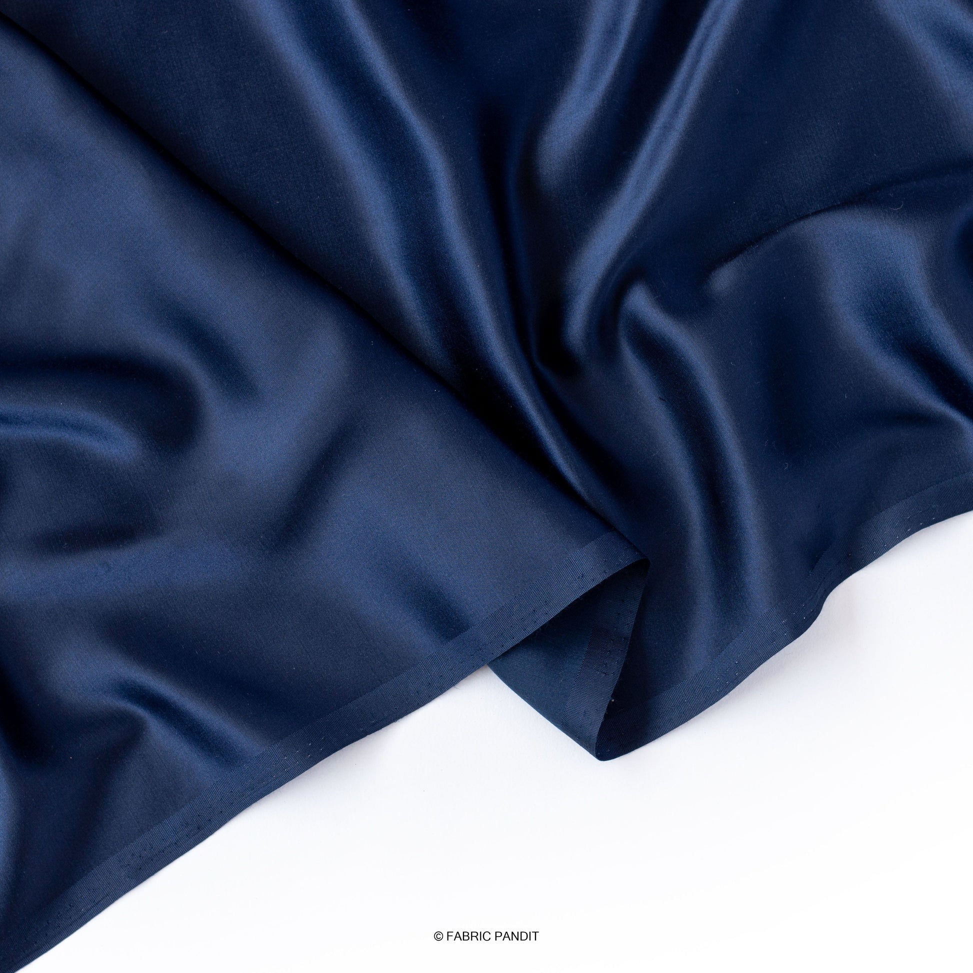 Fabric Pandit Fabric Dark Blue Plain Modal Satin Fabric (Width 44 Inches)