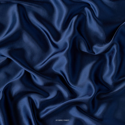 Fabric Pandit Fabric Dark Blue Plain Modal Satin Fabric (Width 44 Inches)