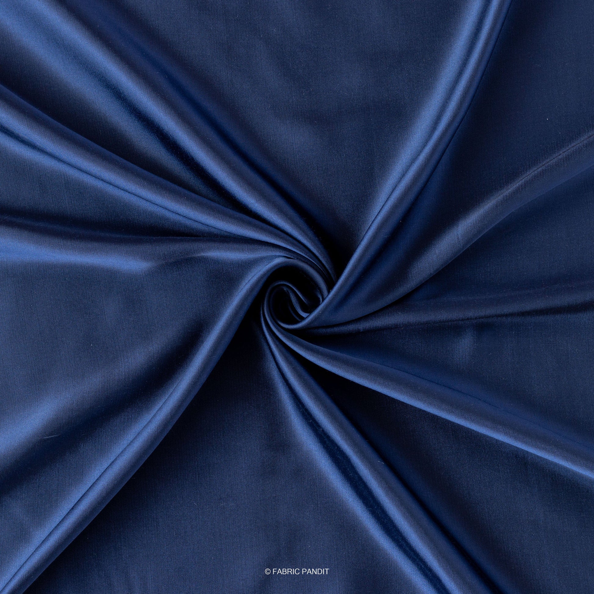 Fabric Pandit Fabric Dark Blue Plain Modal Satin Fabric (Width 44 Inches)