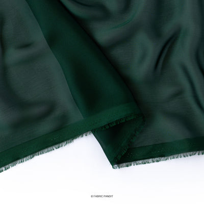 Fabric Pandit Fabric Dark Green Color Plain Satin Georgette Fabric (Width 44 Inches)