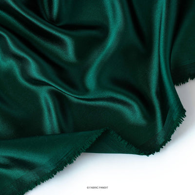 Fabric Pandit Fabric Dark Green Plain Premium Ultra Satin Fabric (Width 44 Inches)