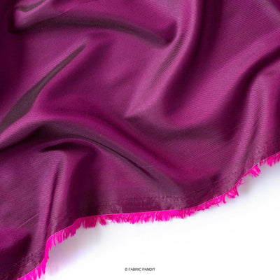 Fabric Pandit Fabric Dark Magenta Plain Premium Dual Tone Paper Silk Fabric (Width 44 Inches)