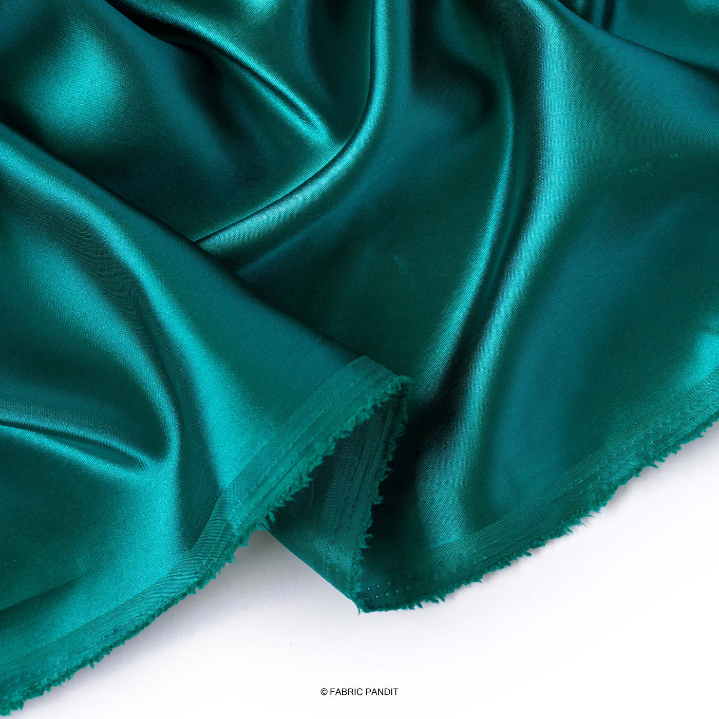 Fabric Pandit Fabric Dark Teal Plain Premium Ultra Satin Fabric (Width 44 Inches)