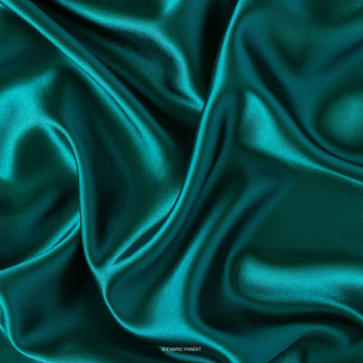 Fabric Pandit Fabric Dark Teal Plain Premium Ultra Satin Fabric (Width 44 Inches)