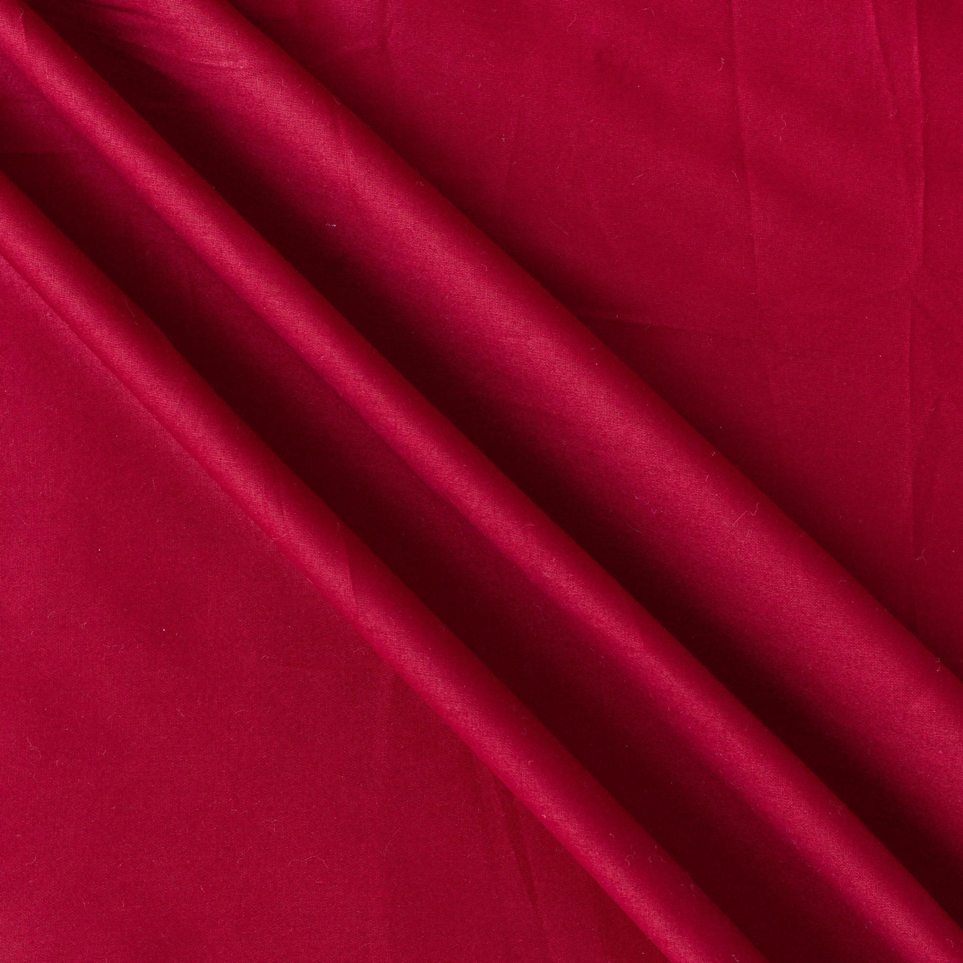 Fabric Pandit Fabric Deep Red Plain Cotton Satin Fabric (Width 42 Inches)