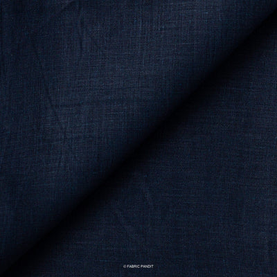 Fabric Pandit Fabric Denim blue Plain Premium 60 Lea Pure Linen Fabric (Width 58 inch)