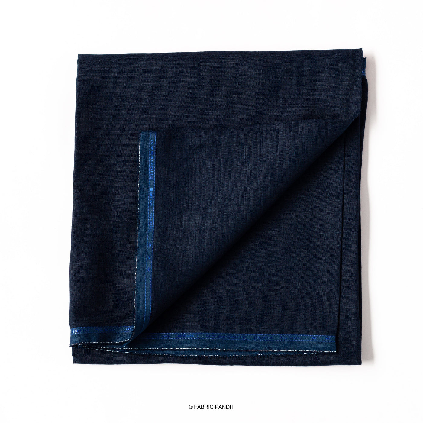 Fabric Pandit Fabric Denim blue Plain Premium 60 Lea Pure Linen Fabric (Width 58 inch)