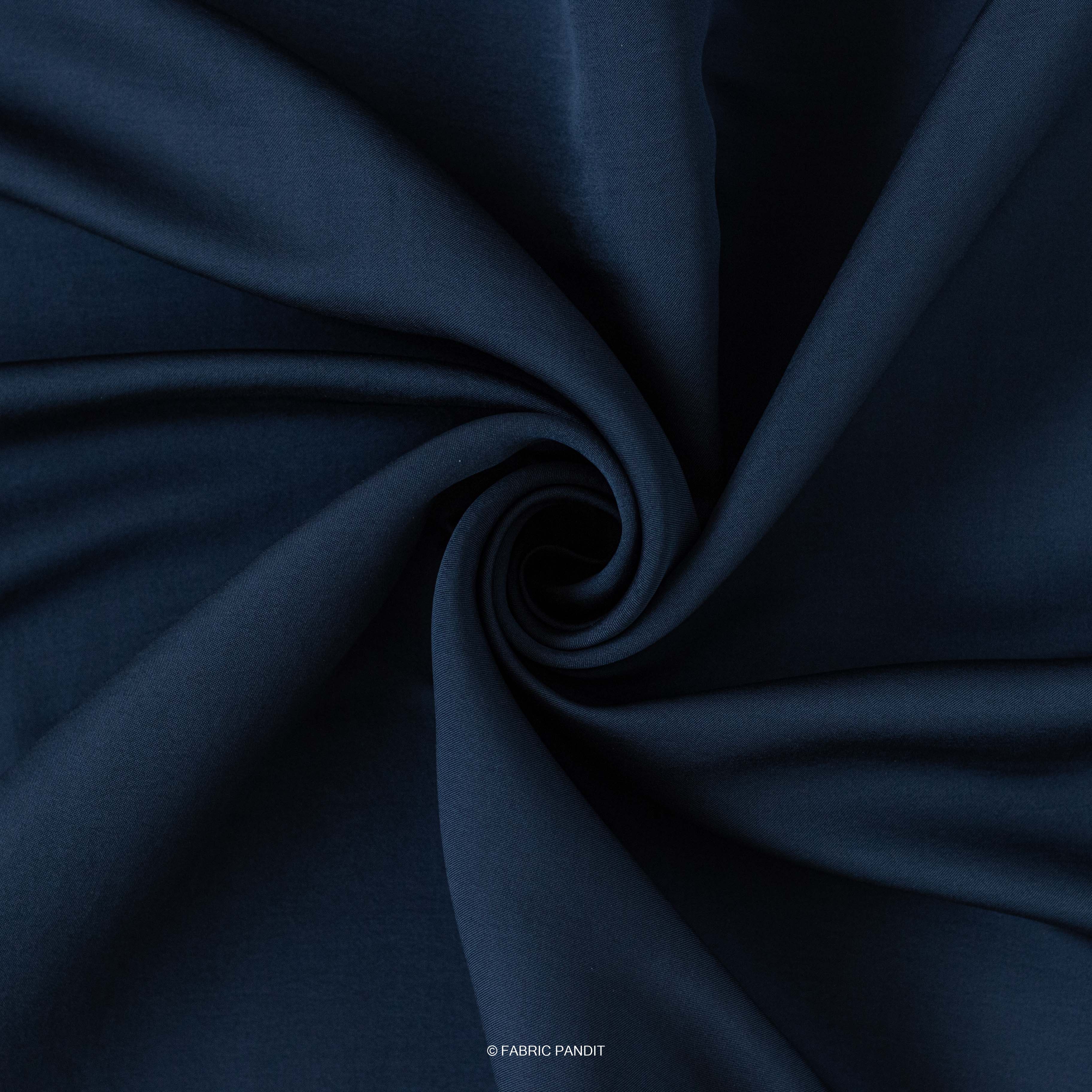 Denim Blue Plain Premium Tussar Silk Fabric (44 Inches) – Fabric Pandit