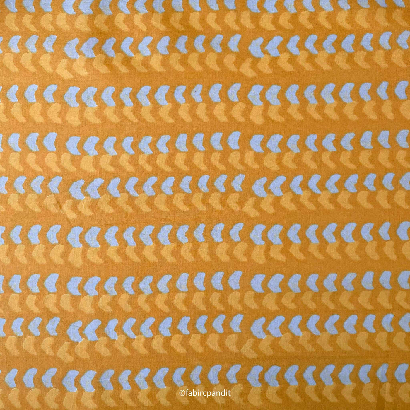 Fabric Pandit Fabric Dusty Yellow and Grey Geometric Stripes Hand Block Printed Pure Cotton Fabric (Width 43 inches)