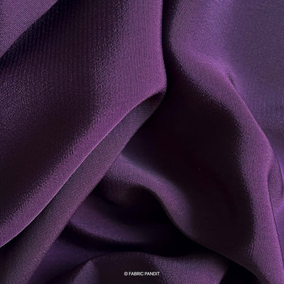 Fabric Pandit Fabric Eggplant Violet Color Premium French Crepe Fabric (Width 44 inches)