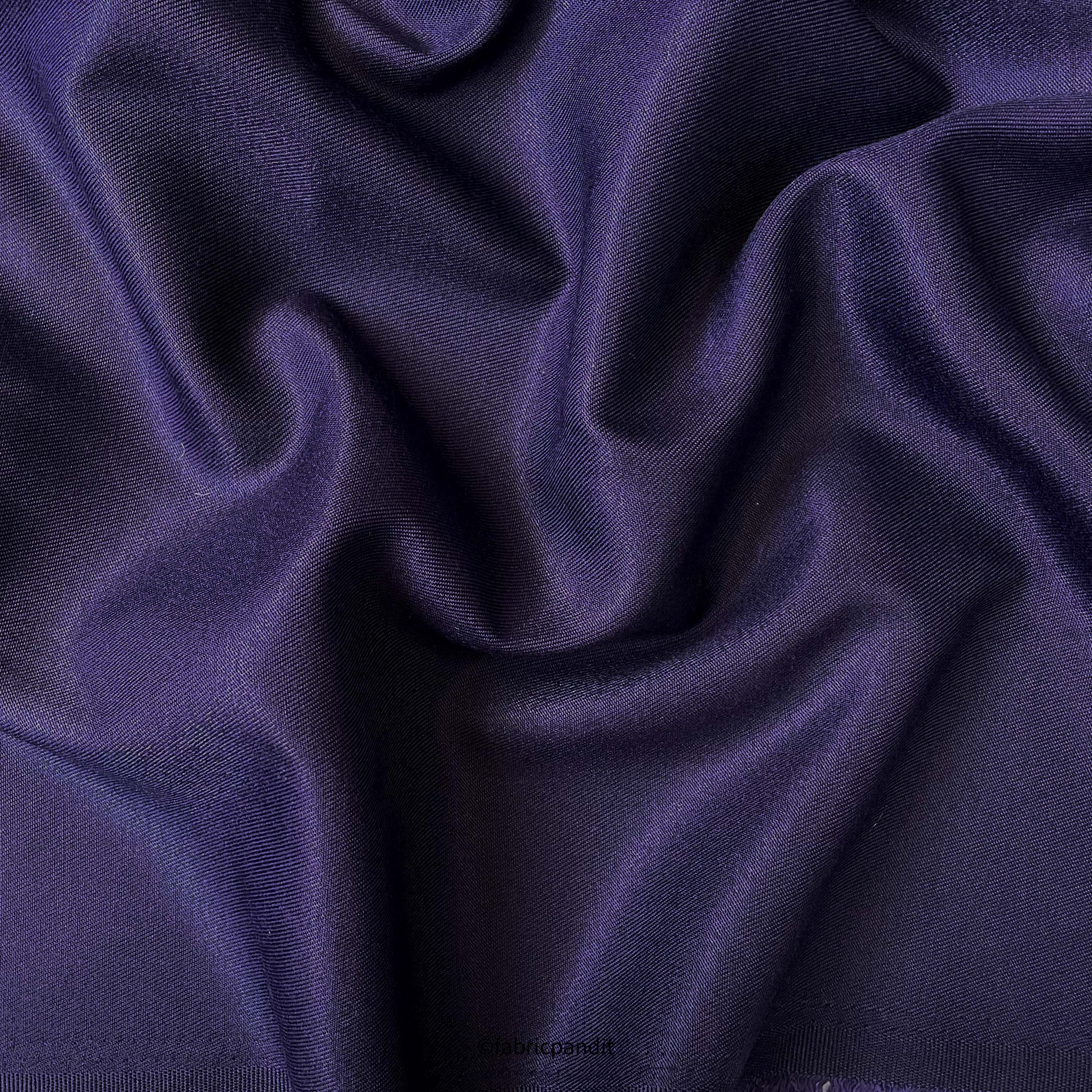 Fabric Pandit Fabric Eggplant Violet Twill Premium Suiting Fabric (Width 58 Inches)