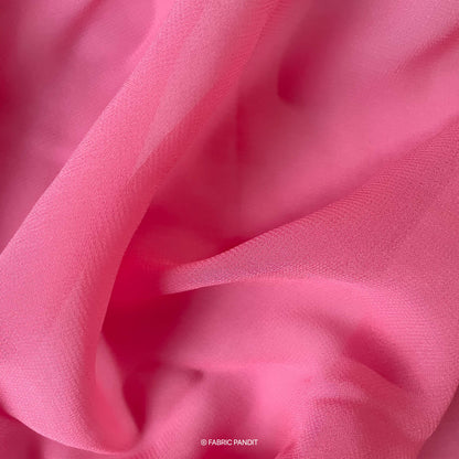 Fabric Pandit Fabric Flamingo Pink Color Pure Georgette Fabric (Width 44 inches)