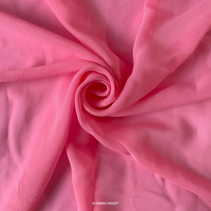 Fabric Pandit Fabric Flamingo Pink Color Pure Georgette Fabric (Width 44 inches)