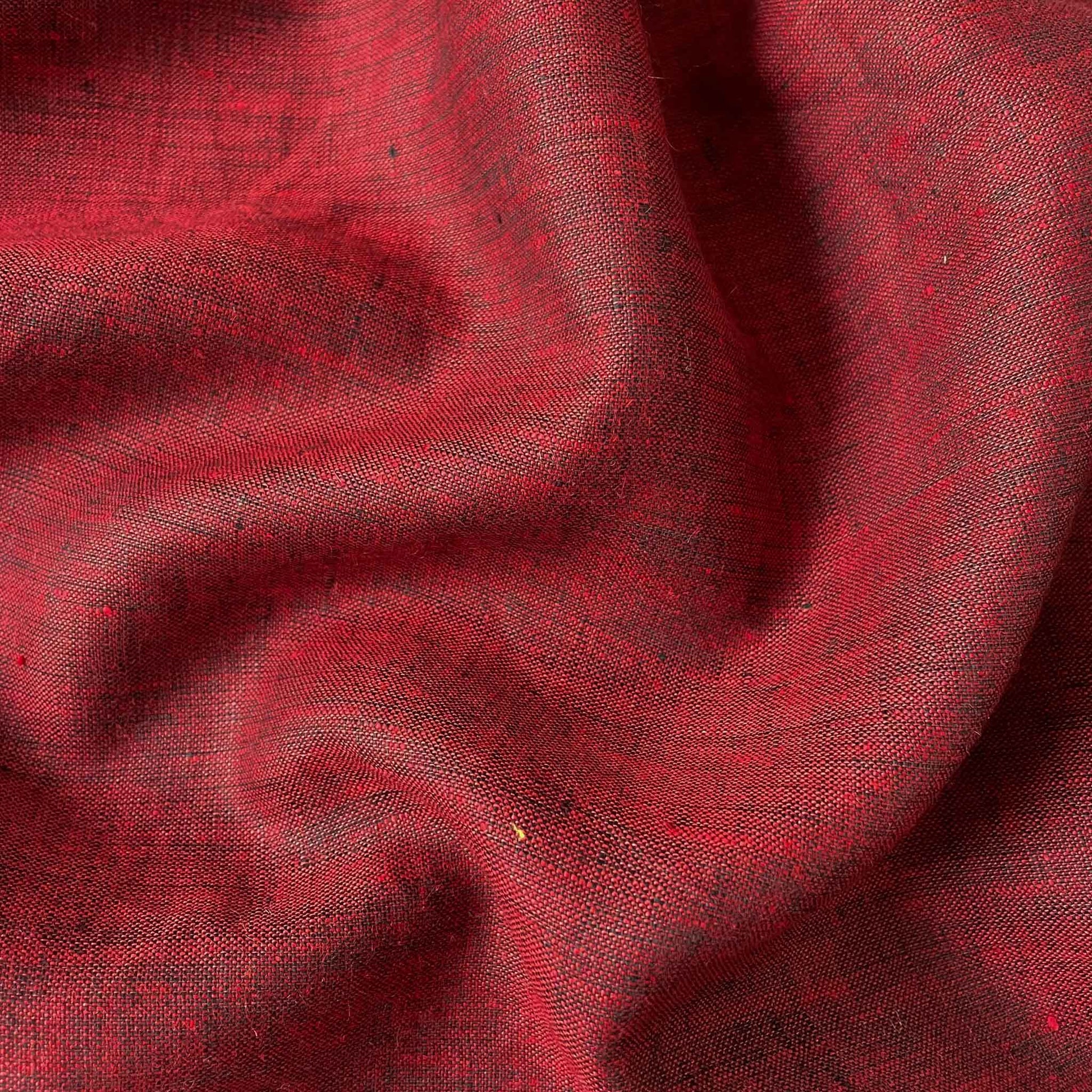 Fabric Pandit Fabric Garnet Red Plain Premium 60 Lea Pure Linen Fabric (Width 58 Inches)