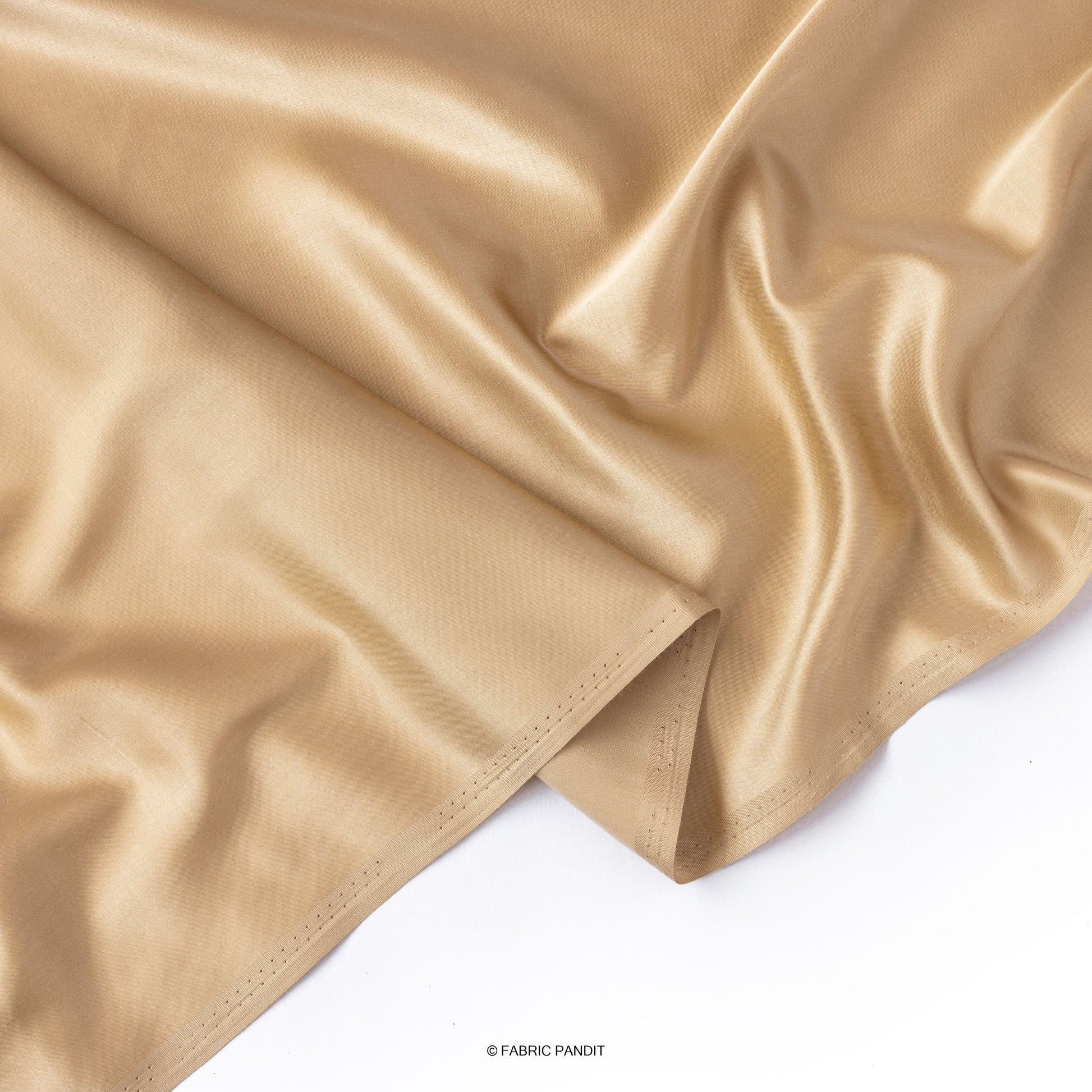 Fabric Pandit Fabric Gold Color Plain Modal Satin Fabric (Width 44 Inches)