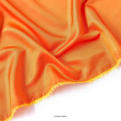 Fabric Pandit Fabric Golden Orange Plain Premium Dual Tone Paper Silk Fabric (Width 44 Inches)